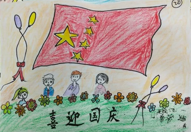 孩子画国庆节相关的东西,肯定会自然而然的想到人民英雄纪念碑和
