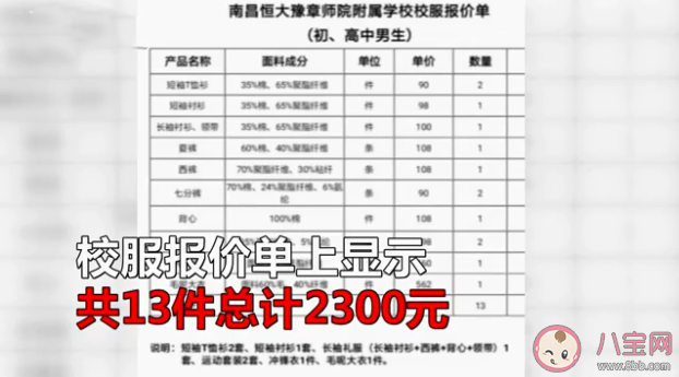 初一学生|初一学生校服收费2300元是怎么回事 初一学生校服收费2300元为什么这么贵