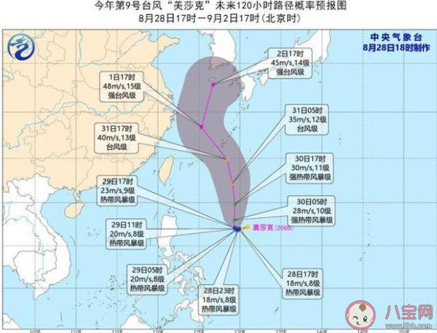 9号台风美莎克实时路径是什么 台风美莎克会影响哪些地区