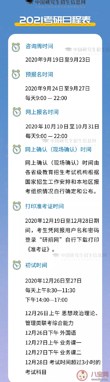 2021考研时间|2021考研时间是什么时候 2021考研日程表