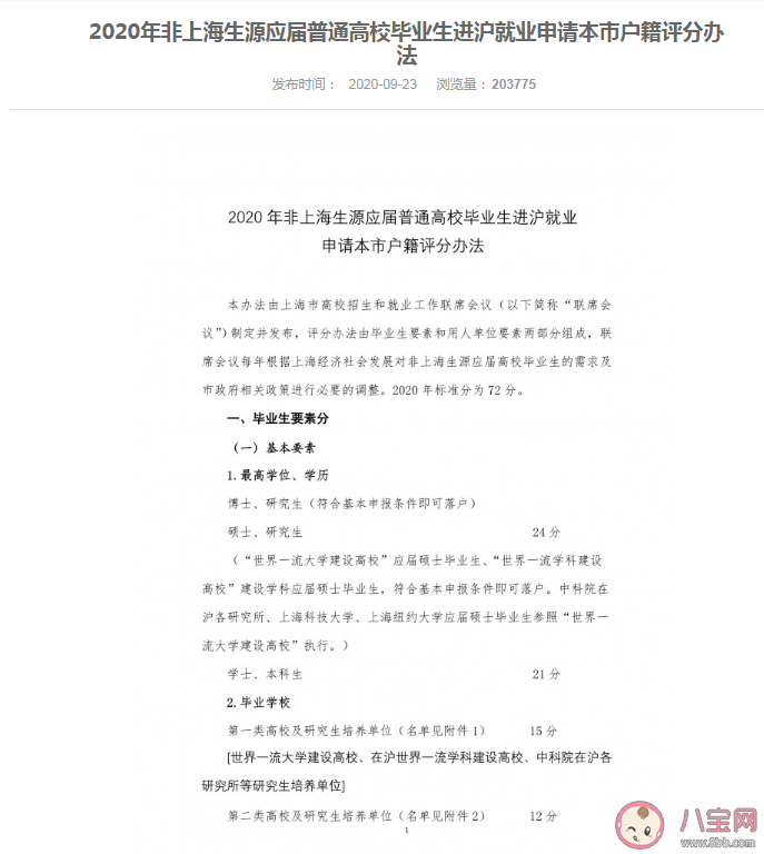 ?上海|?上海哪四所院校应届生毕业生可直接落户上海 上海落户新政要点