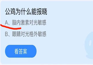 蚂蚁庄园公鸡为什么能报晓 10月9日答案介绍