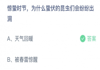 惊蛰时节为什么蛰伏的昆虫们会纷纷出洞 蚂蚁庄园3月5日答案介绍