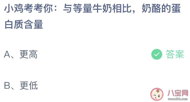 等量牛奶和奶酪哪个蛋白质含量更高 蚂蚁庄园4月29日答案解析