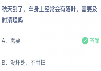 秋天到了车身上经常会有落叶需要及时清理吗 蚂蚁庄园10月8日答案最新