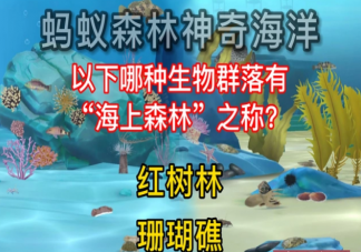 哪种生物群落有海上森林之称 蚂蚁森林神奇海洋10月11日答案