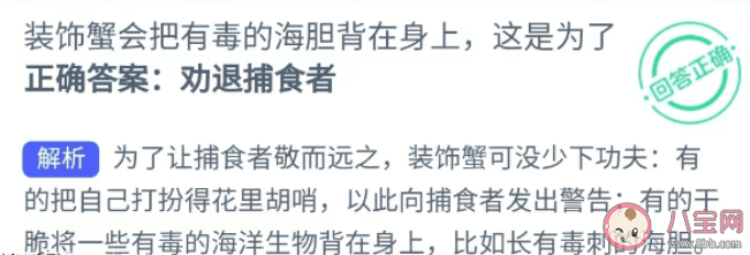 蚂蚁森林装饰蟹会把有毒的海胆背在身上是为了什么 神奇海洋1月30日答案