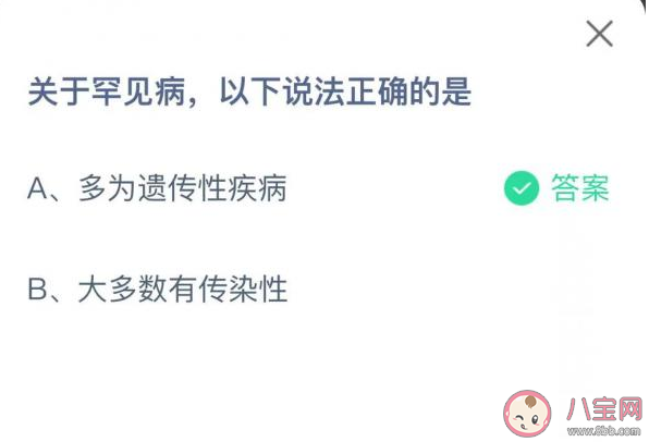 关于罕见病以下说法正确的是什么 蚂蚁庄园2月28日答案