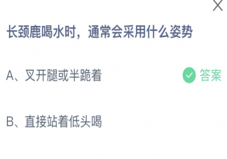 长颈鹿喝水时通常会采用什么姿势 蚂蚁庄园5月17日答案介绍