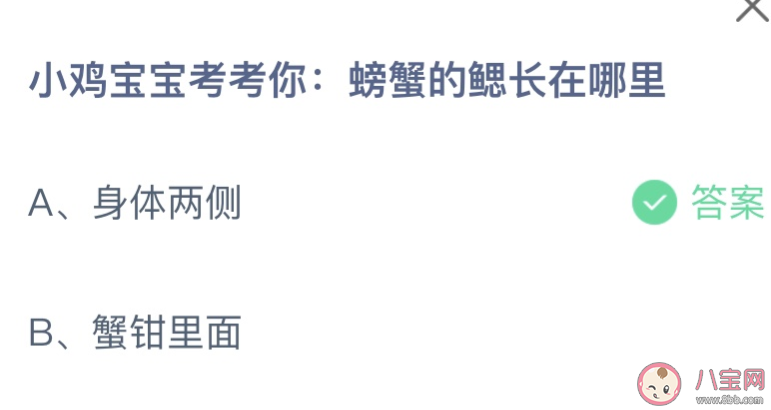 螃蟹的鳃长在哪里 蚂蚁庄园6月20日答案