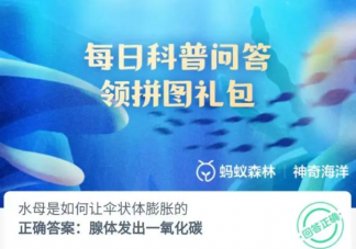 水母是如何让伞状体膨胀的 神奇海洋8月31日答案