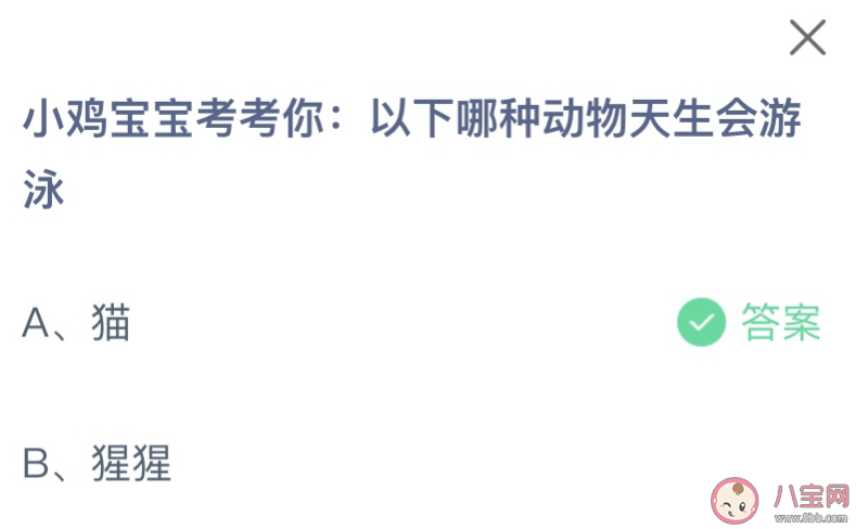 以下哪种动物天生会游泳 蚂蚁庄园10月14日答案介绍