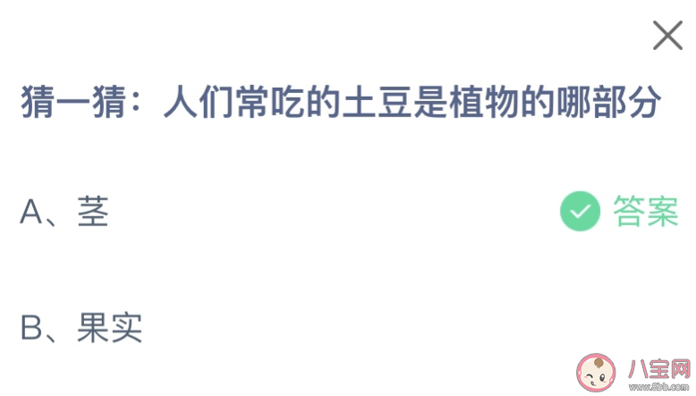 人们常吃的土豆是植物的哪部分 蚂蚁庄园10月20日答案