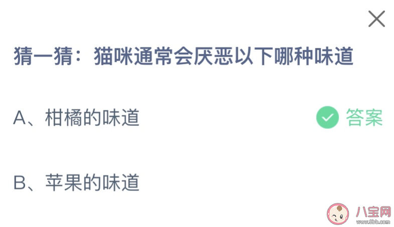 猫咪通常会厌恶以下哪种味道 蚂蚁庄园10月22日答案