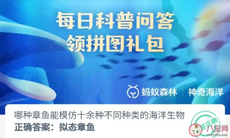 哪种章鱼能模仿十余种不同种类的海洋生物 神奇海洋11月3日答案