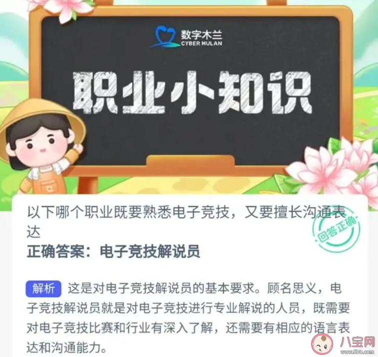 以下哪个职业既要熟悉电子竞技又要擅长沟通表达 蚂蚁新村12月7日答案