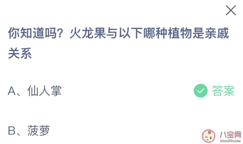 火龙果与以下哪种植物是亲戚 蚂蚁庄园2月7日答案